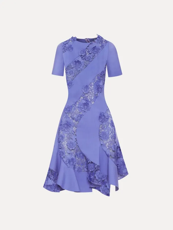 Women Oscar De La Renta Dresses Floral Guipure Asymmetrical Dress Crocus