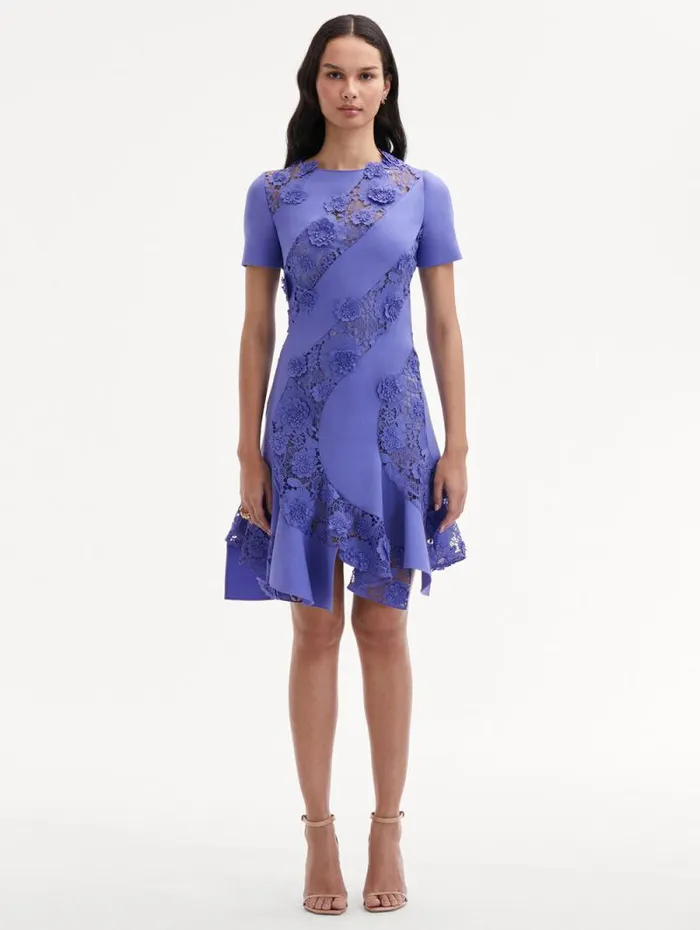 Women Oscar De La Renta Dresses Floral Guipure Asymmetrical Dress Crocus