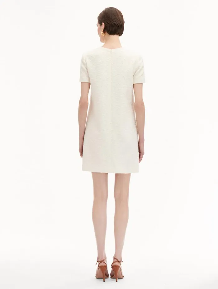 Women Oscar De La Renta Dresses Orchid Embroidered Tweed Shift Dress Ivory Women Oscar De La Renta Dresses Orchid Embroidered Tweed Shift Dress Ivory