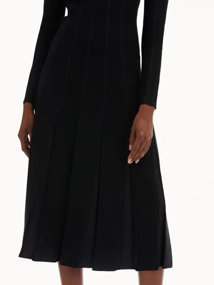 Women Oscar De La Renta Dresses Pleated Inset Knit Dress Black Women Oscar De La Renta Dresses Pleated Inset Knit Dress Black