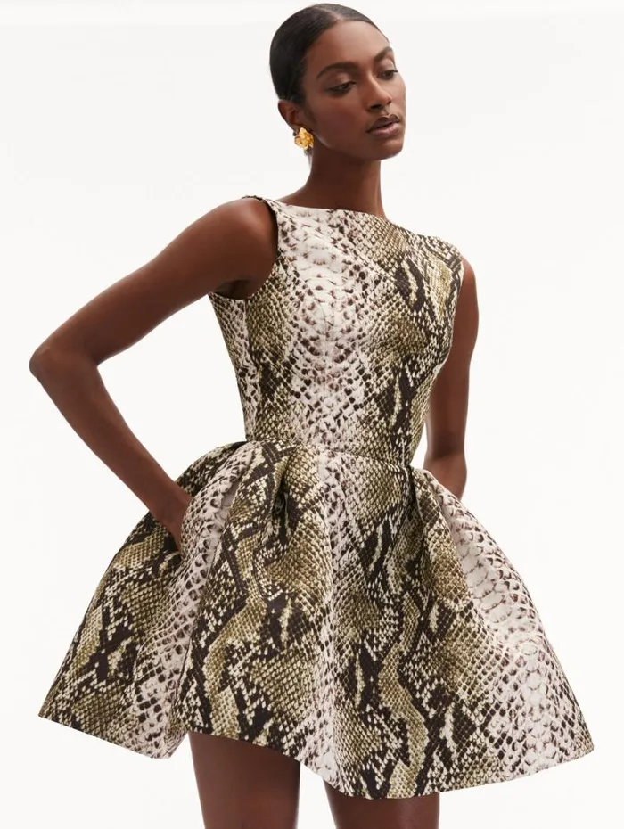 Women Oscar De La Renta Dresses Snake Faille Cocktail Dress Olive Women Oscar De La Renta Dresses Snake Faille Cocktail Dress Olive