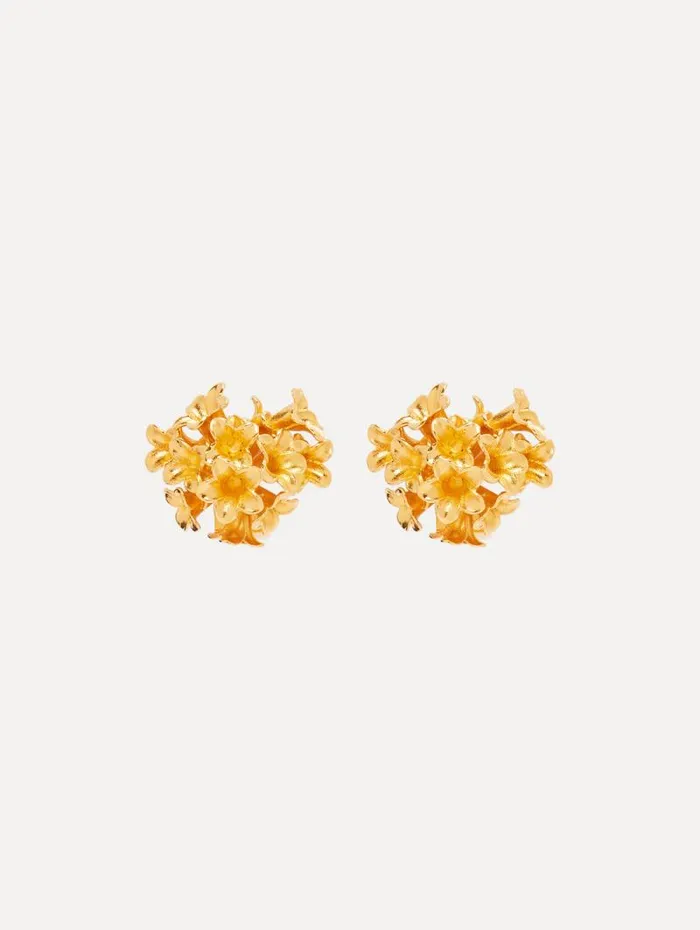 Women Oscar De La Renta Earrings Bouquet Button ClipOn Earrings Gold