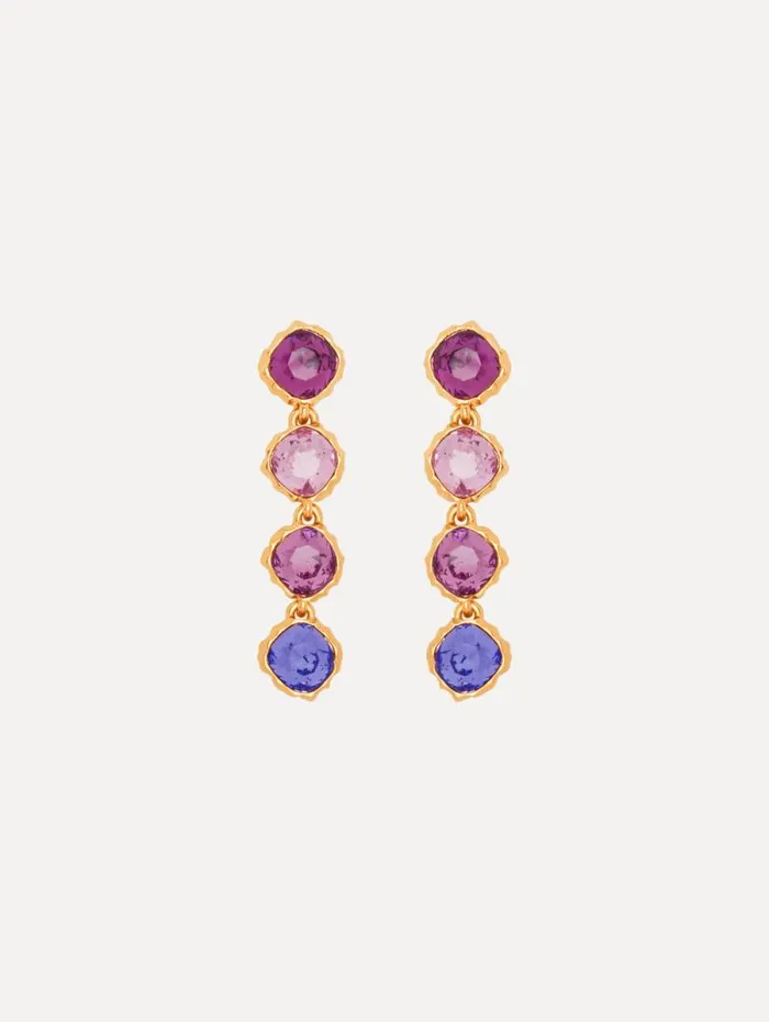 Women Oscar De La Renta Earrings Classic Crystal Strand Earrings Amethyst Multi
