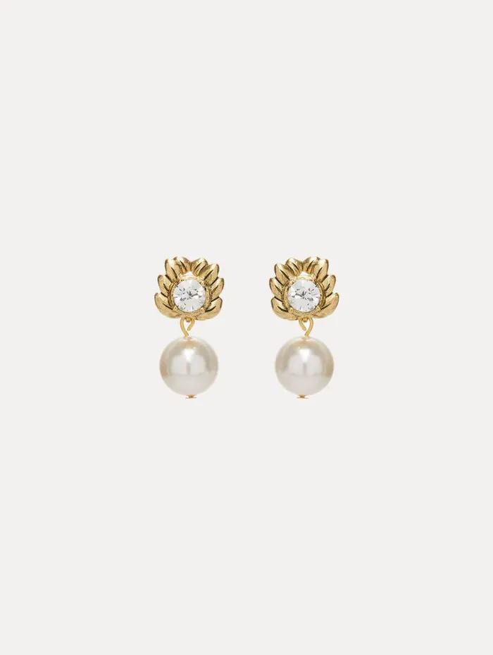 Women Oscar De La Renta Earrings Crystal Pearl Drop Earrings Pearl