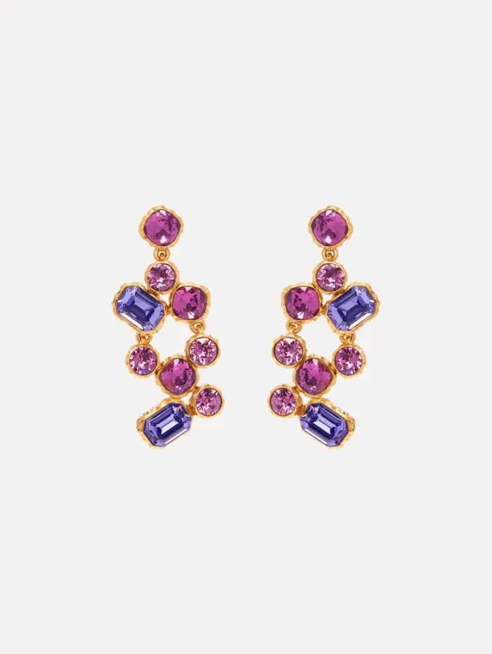 Women Oscar De La Renta Earrings Crystal Scramble Earrings Amethyst Multi