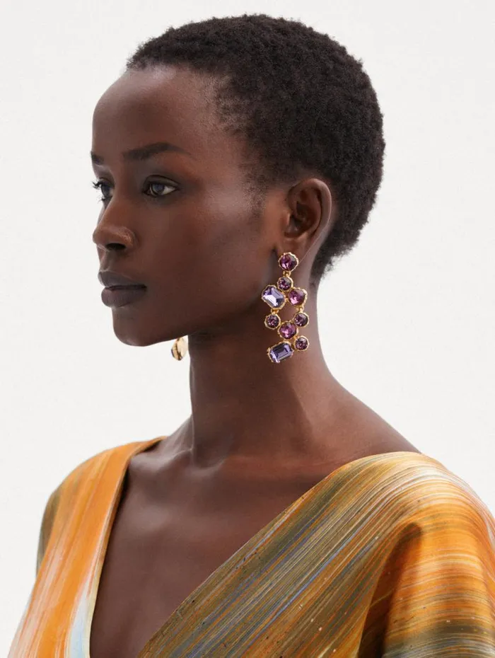 Women Oscar De La Renta Earrings Crystal Scramble Earrings Amethyst Multi Women Oscar De La Renta Earrings Crystal Scramble Earrings Amethyst Multi