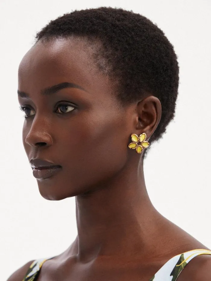 Women Oscar De La Renta Earrings Enamel O Flower Earrings Yellow Women Oscar De La Renta Earrings Enamel O Flower Earrings Yellow