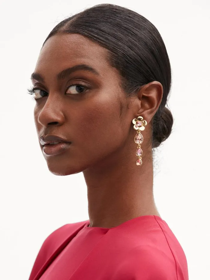 Women Oscar De La Renta Earrings Flower Teardrop ClipOn Earrings Rose Multi Women Oscar De La Renta Earrings Flower Teardrop ClipOn Earrings Rose Multi