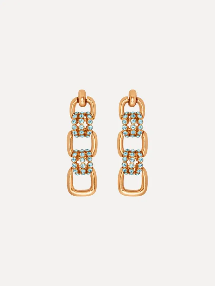 Women Oscar De La Renta Earrings Pav Link Drop Earrings Aquamarine