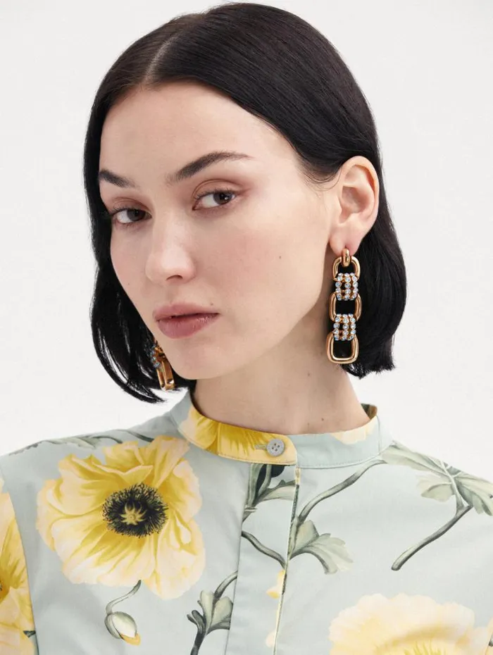 Women Oscar De La Renta Earrings Pav Link Drop Earrings Aquamarine Women Oscar De La Renta Earrings Pav Link Drop Earrings Aquamarine