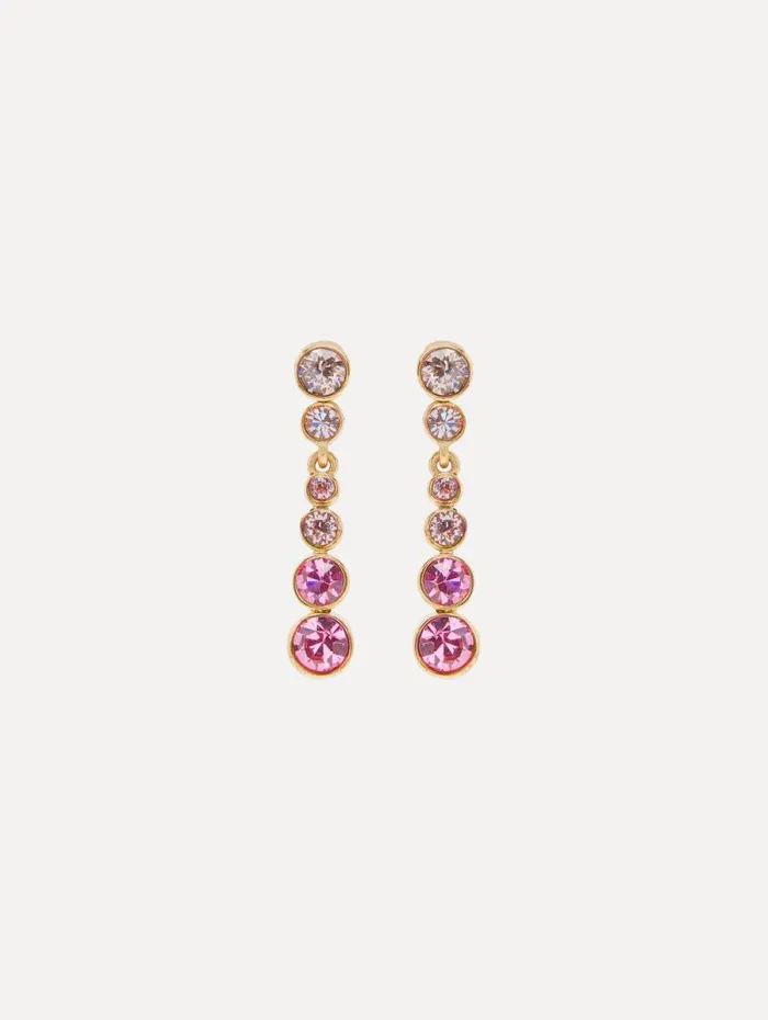 Women Oscar De La Renta Earrings Round Stone Drop ClipOn Earrings Rose Gold Multi