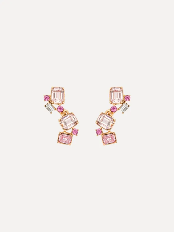 Women Oscar De La Renta Earrings Scramble Crystal Drop Earrings Rose