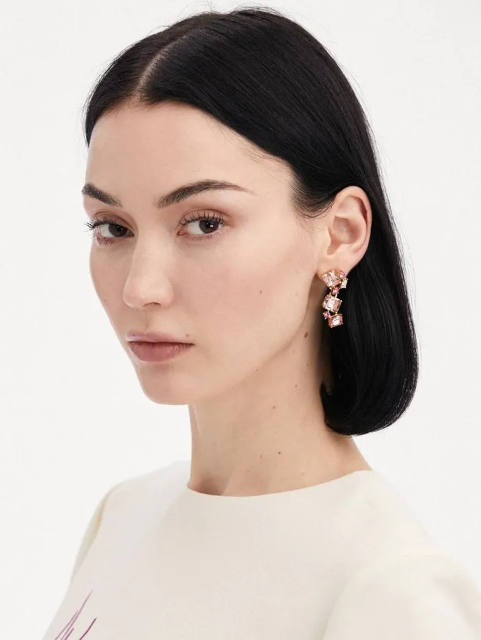 Women Oscar De La Renta Earrings Scramble Crystal Drop Earrings Rose Women Oscar De La Renta Earrings Scramble Crystal Drop Earrings Rose