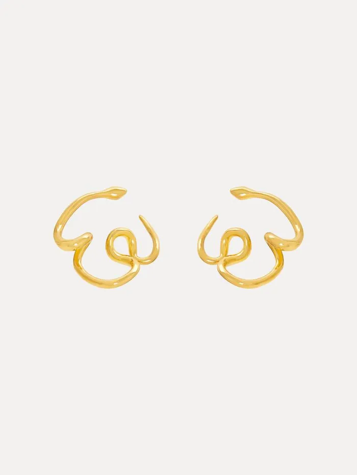 Women Oscar De La Renta Earrings Snake Hoop Earrings Gold