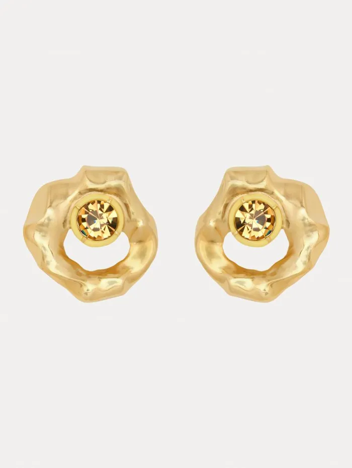 Women Oscar De La Renta Earrings Textured Metal Earrings Light Topaz
