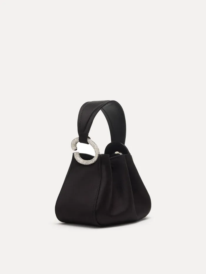 Women Oscar De La Renta Handbags Crystal Pav Nano O Handle Bag Black