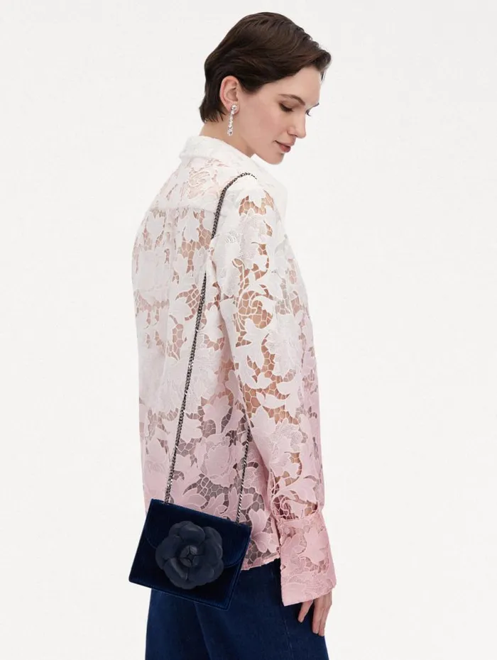 Women Oscar De La Renta Handbags Stripped Velvet Mini TRO Bag Navy Women Oscar De La Renta Handbags Stripped Velvet Mini TRO Bag Navy