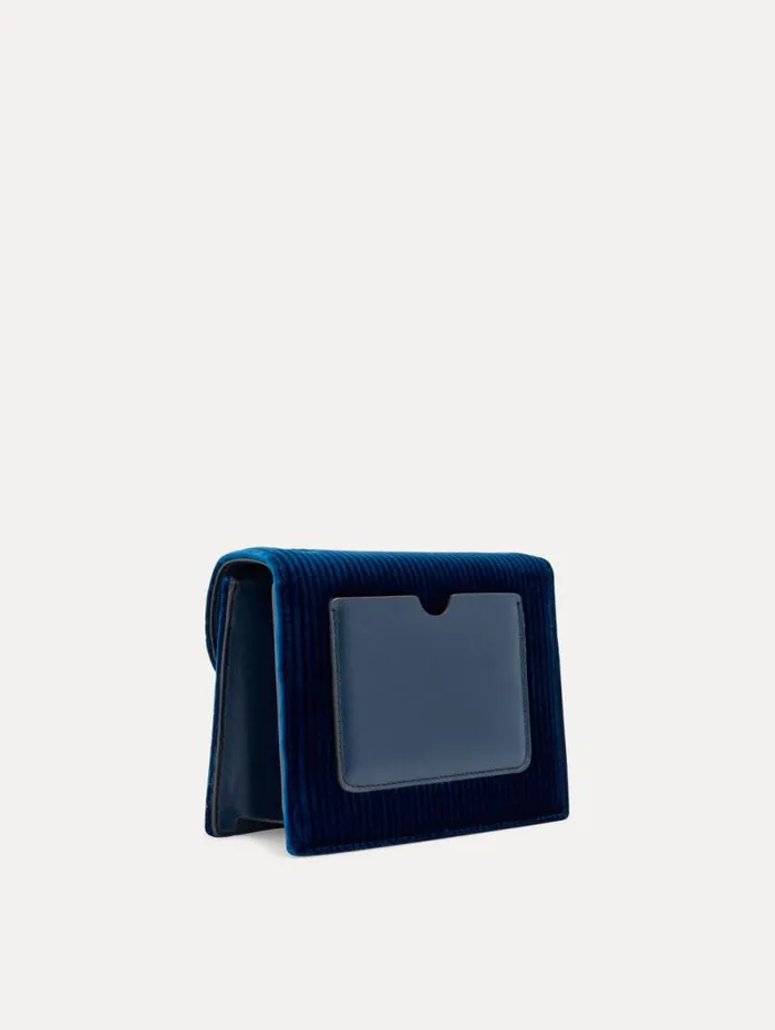 Women Oscar De La Renta Handbags Stripped Velvet Mini TRO Bag Navy Women Oscar De La Renta Handbags Stripped Velvet Mini TRO Bag Navy