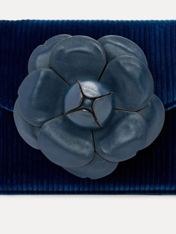Women Oscar De La Renta Handbags Stripped Velvet Mini TRO Bag Navy Women Oscar De La Renta Handbags Stripped Velvet Mini TRO Bag Navy