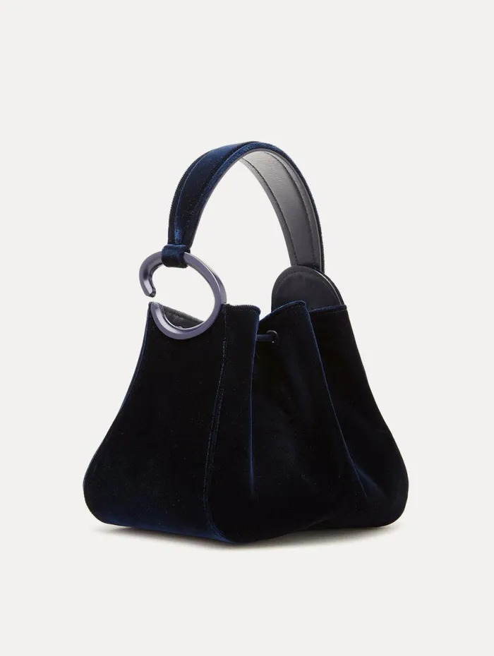 Women Oscar De La Renta Handbags Velvet O Handle Bag Navy