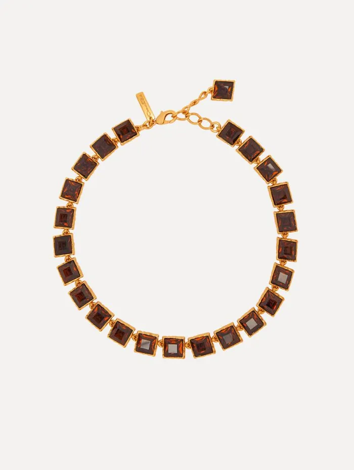 Women Oscar De La Renta Necklaces Large Stone Tennis Necklace Smoky Quartz