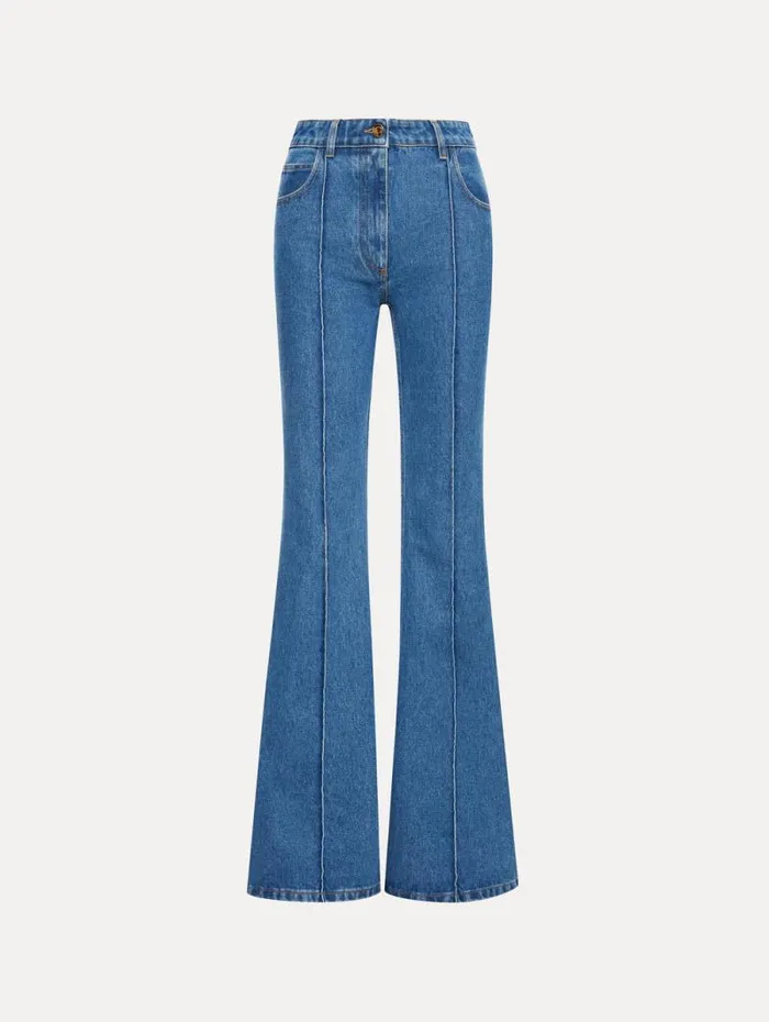 Women Oscar De La Renta Pants and Skirts Boot Cut Jeans Blue
