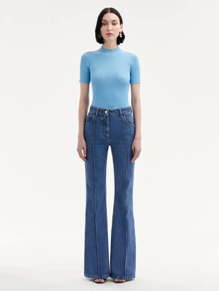 Women Oscar De La Renta Pants and Skirts Boot Cut Jeans Blue Women Oscar De La Renta Pants and Skirts Boot Cut Jeans Blue