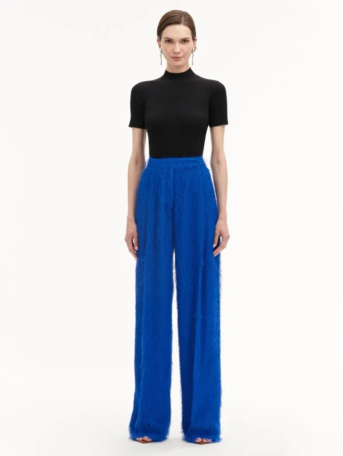 Women Oscar De La Renta Pants and Skirts Fringe Fil Coup Wide Leg Pant Lapis