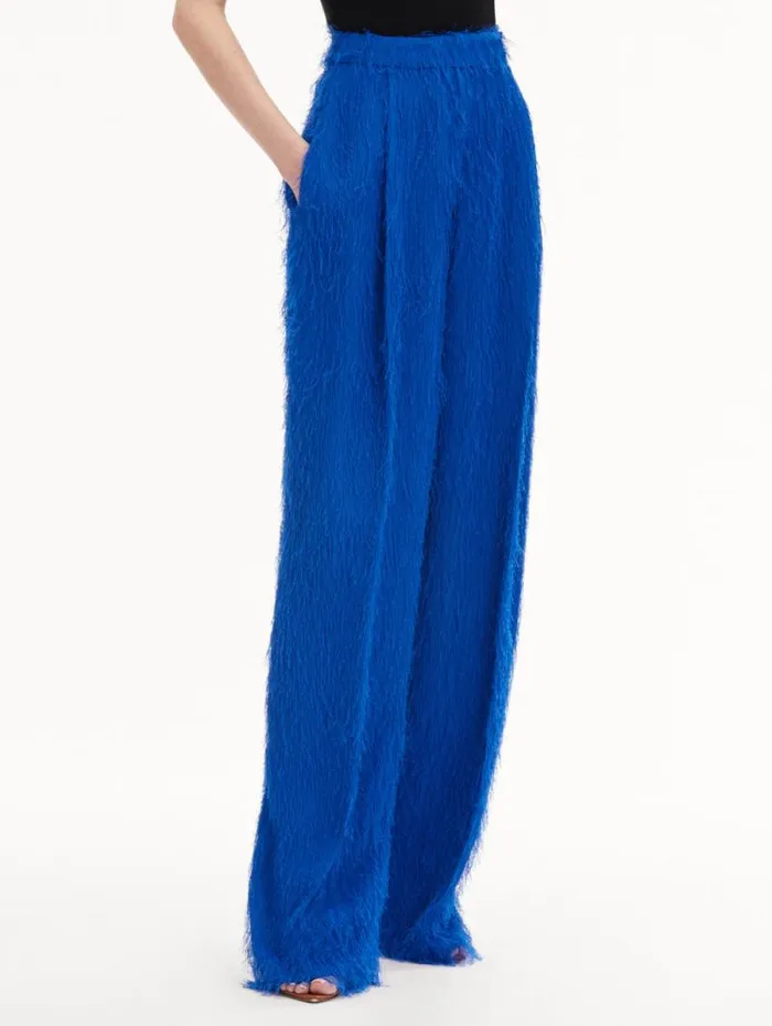 Women Oscar De La Renta Pants and Skirts Fringe Fil Coup Wide Leg Pant Lapis