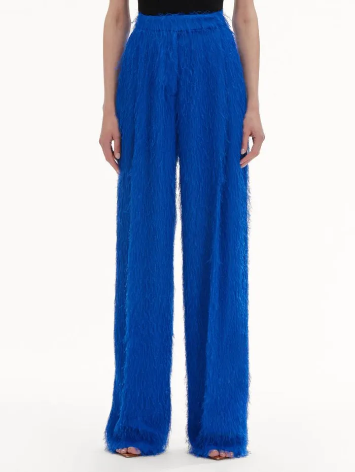 Women Oscar De La Renta Pants and Skirts Fringe Fil Coup Wide Leg Pant Lapis
