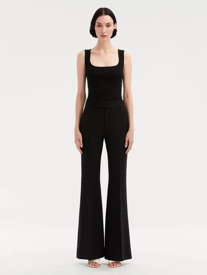Women Oscar De La Renta Pants and Skirts Zip Front Flare Leg Pant Black Women Oscar De La Renta Pants and Skirts Zip Front Flare Leg Pant Black