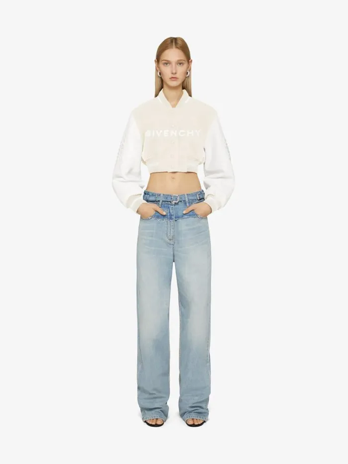 Women Outerwear and Blousons Givenchy GIVENCHY Cropped Varsity Jacket In Wool And Leather White Women Outerwear and Blousons Givenchy GIVENCHY Cropped Varsity Jacket In Wool And Leather White