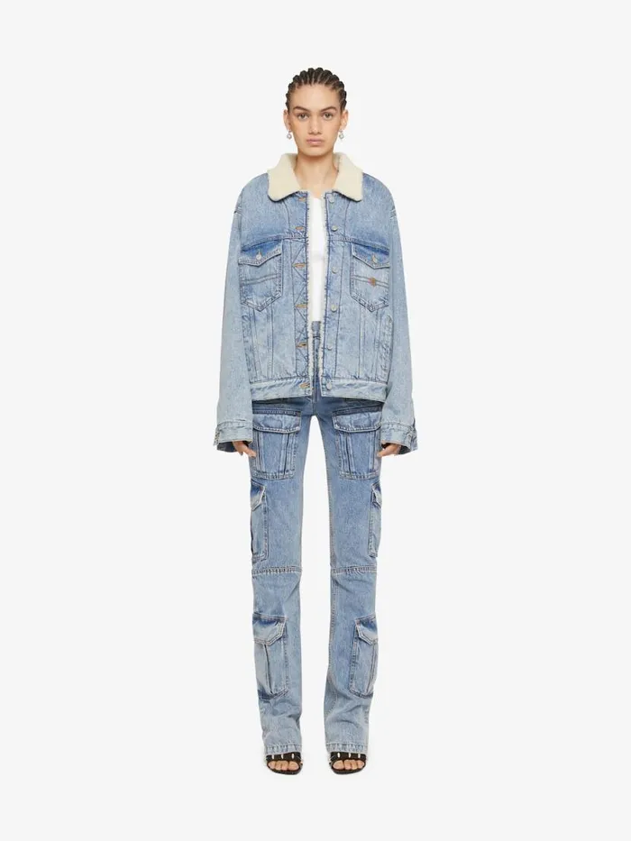 Women Outerwear and Blousons Givenchy Jacket In Denim And Fleece Light Blue