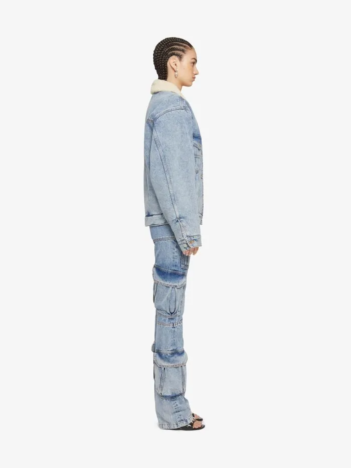 Women Outerwear and Blousons Givenchy Jacket In Denim And Fleece Light Blue