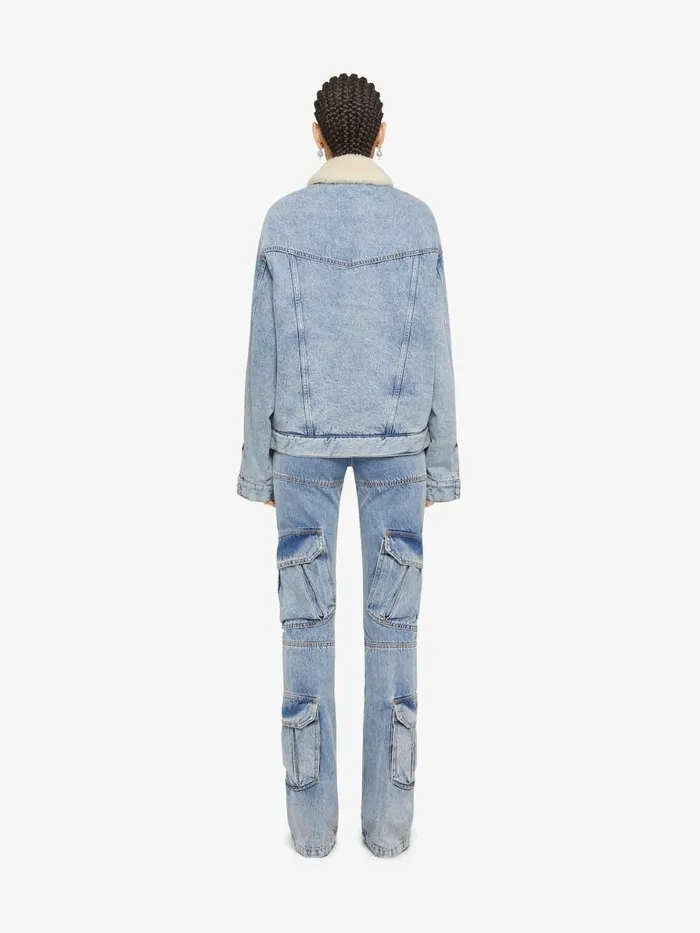 Women Outerwear and Blousons Givenchy Jacket In Denim And Fleece Light Blue