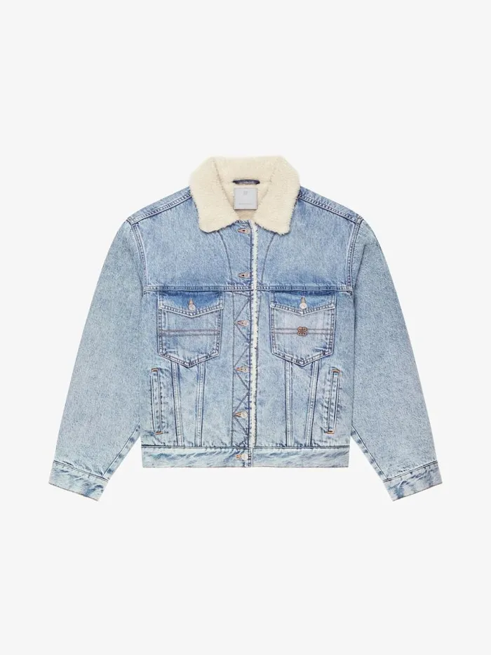 Women Outerwear and Blousons Givenchy Jacket In Denim And Fleece Light Blue