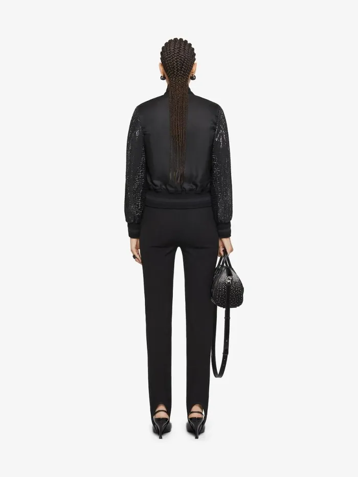 Women Outerwear and Blousons Givenchy Varsity Jacket In Silk And 4G Rhinestones Black