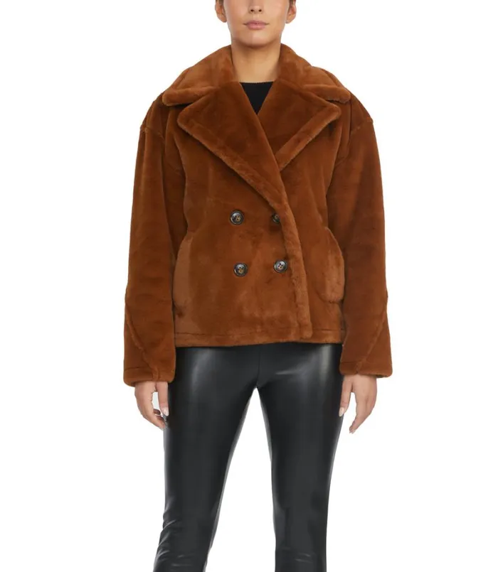 Women Outerwear Badgley Mischka Rollande Faux Fur Coat Cognac