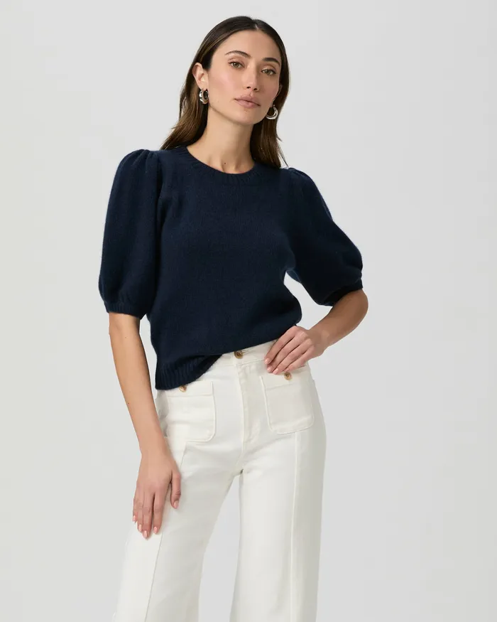 Women PAIGE Lucerne Top 8211 Deep Navy Cashmere Sweaters and Sweatshirts