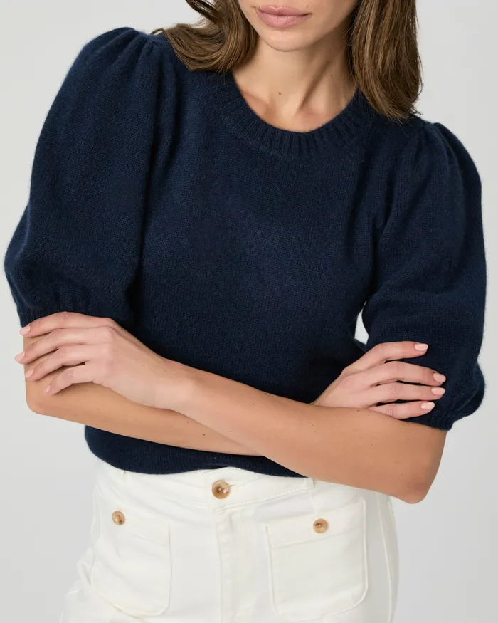 Women PAIGE Lucerne Top 8211 Deep Navy Cashmere Sweaters and Sweatshirts