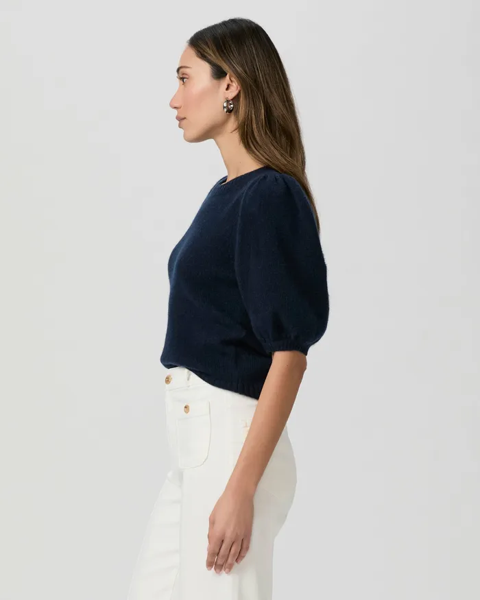 Women PAIGE Lucerne Top 8211 Deep Navy Cashmere Sweaters and Sweatshirts