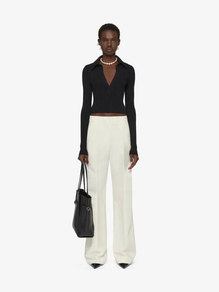 Women Pants and Shorts Givenchy Flare Tailored Pants In Wool And Mohair Ecru