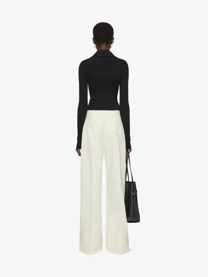 Women Pants and Shorts Givenchy Flare Tailored Pants In Wool And Mohair Ecru