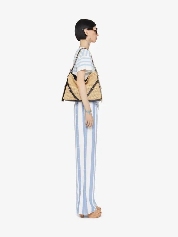 Women Pants and Shorts Givenchy Pants In Cotton And Linen With 4G Stripes Blueoff White