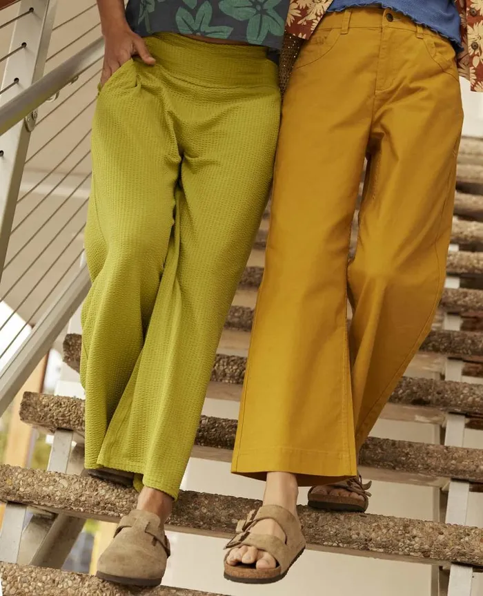 Women Pants Toad and Co Chaka Wide Leg Pant Lime Texture