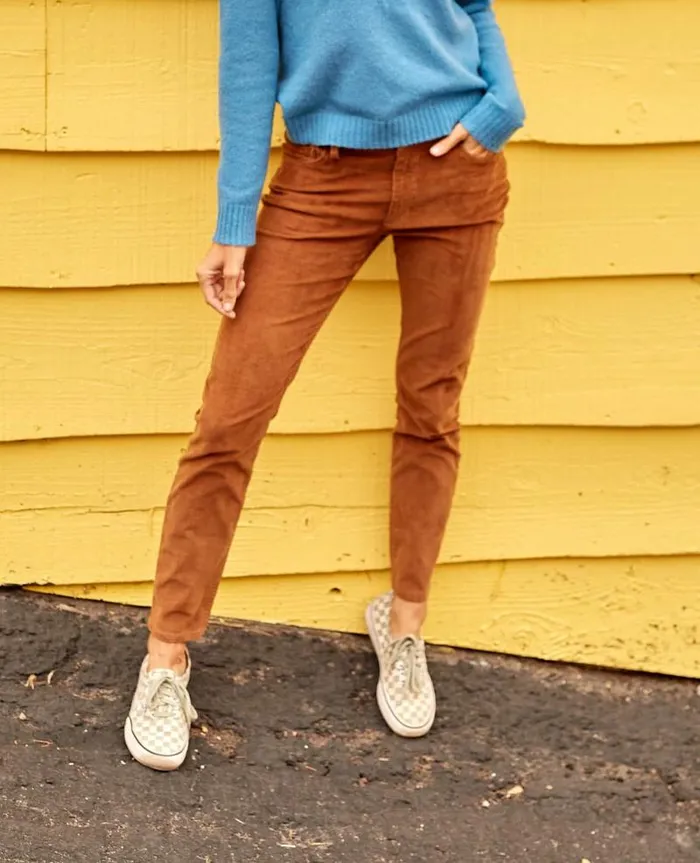 Women Pants Toad and Co Karuna Cord 5 Pocket Skinny Pant Brown Sugar