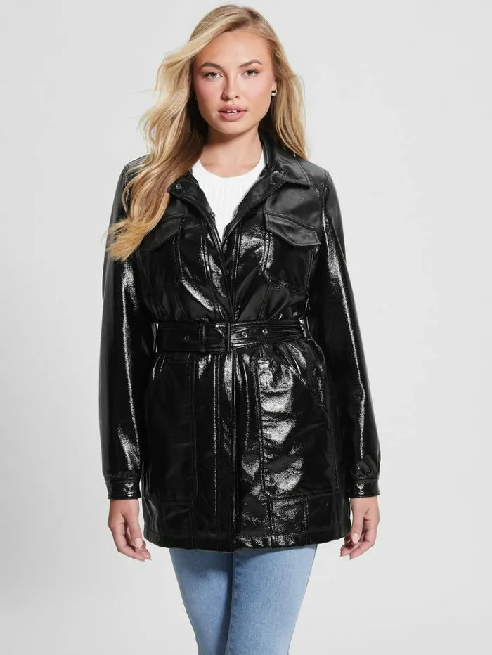 Women Pax FauxLeather Jacket Black Jackets and Coats GUESS