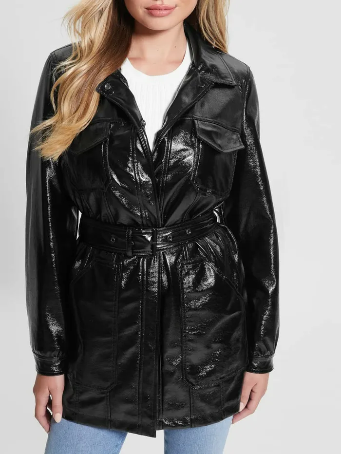 Women Pax FauxLeather Jacket Black Jackets and Coats GUESS