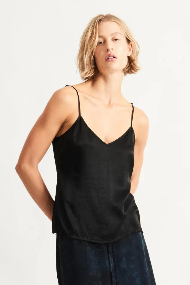 Women Pebble Satin Black Mona Cami Raquel Allegra Tops