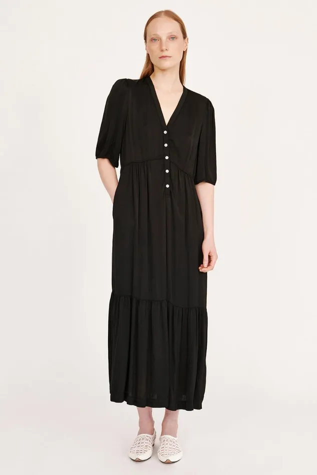 Women Pebble Satin Black Perfect Dress Raquel Allegra Dresses